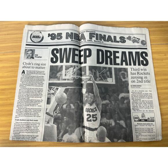 VTG Houston Rockets NBA Memorabilia 1994-95 Sports Illustrated Houston Chronicle - Picture 8 of 9